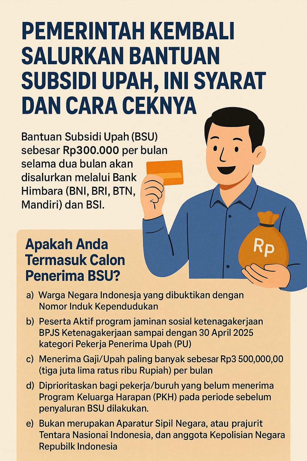 Pemerintah Kembali Salurkan Bantuan Subsidi Upah, Ini Syarat dan Cara Ceknya