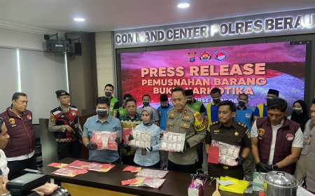 Gencarkan Pemberantasan Narkoba, Polres Berau Musnahkan 1,3 Kg Sabu dan Amankan 13 Tersangka