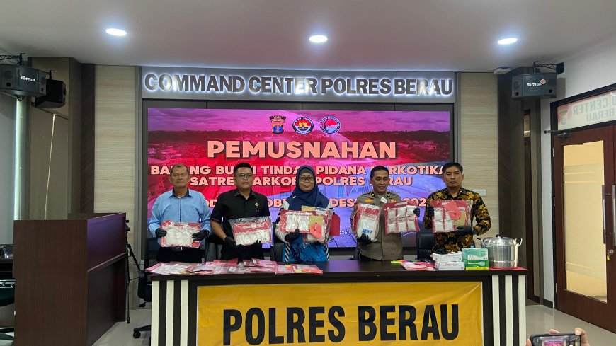Polres Berau Musnahkan 3,2 Kilogram Sabu dari 18 Perkara Narkotika